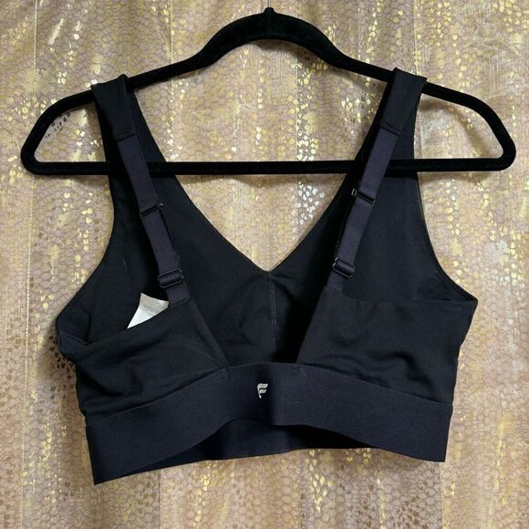 Fabletics Solid Black All Day Every Day Sports Bra Racerback Medium - Picture 2 of 4
